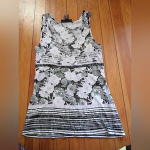 INC International Concepts Black & White Floral Sequin Tank